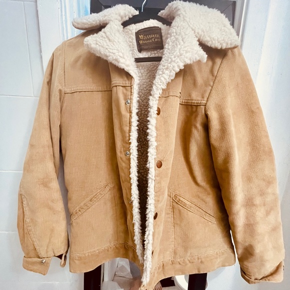 Wrangler Jackets & Blazers - Wrangler Tan Corduroy Jacket with Cream Sherpa Lining